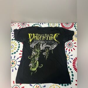VTG Y2K Bullet For My Valentine Skull and Flowers Graphic Band T-Shirt
